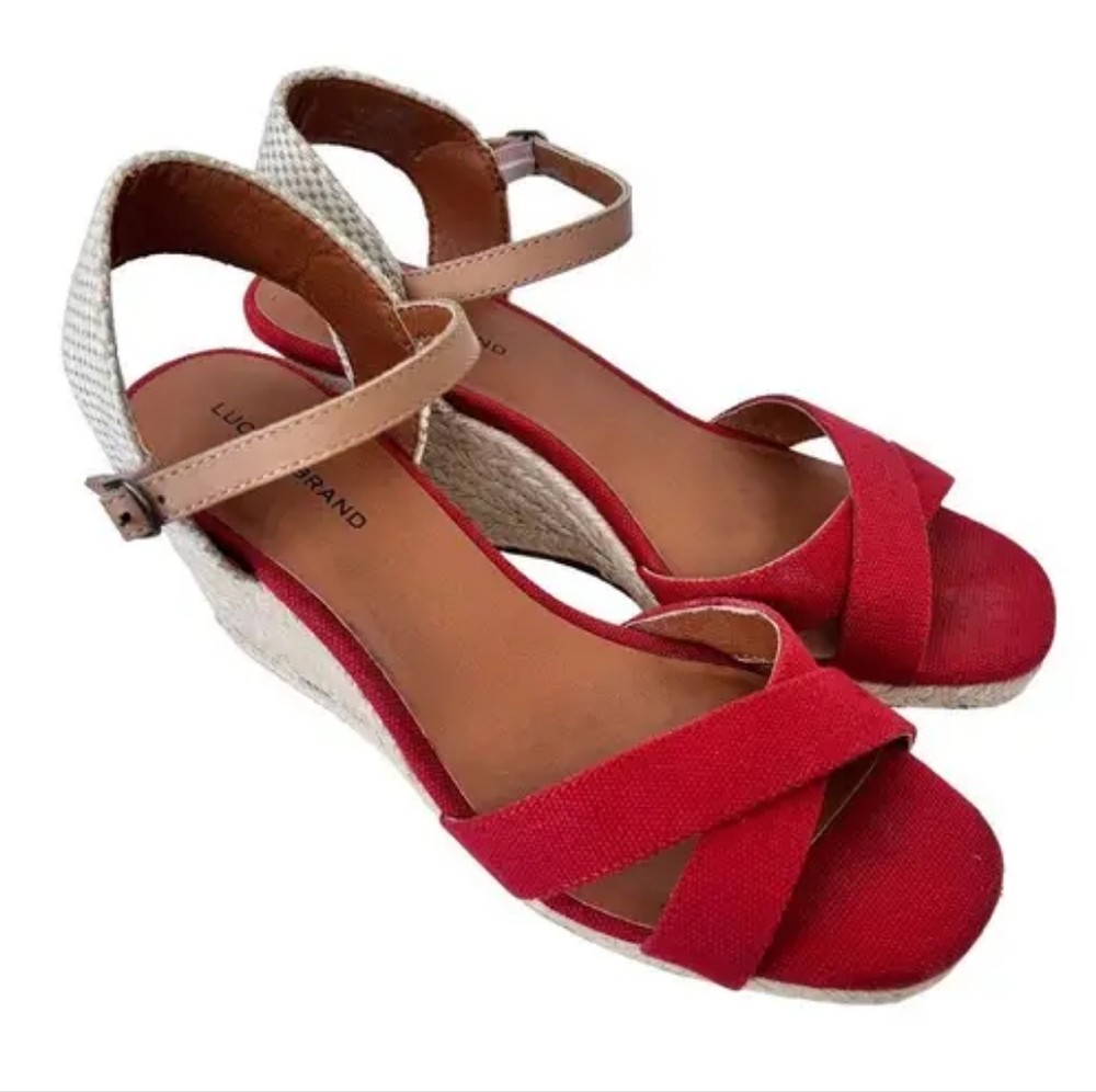 NEW LUCKY BRAND | $89 Maeylee Espadrille Wedge Sandals - Picture 2 of 4
